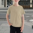 thumbnail image 1 of XIMIN Toddler Baby Boys T-Shirts Kids Short Sleeve Crewneck Solid Loose Fit Basic Tees Casual Tops Summer Beach Vacation Tops Tees (5-6 Years, Khaki), 1 of 7