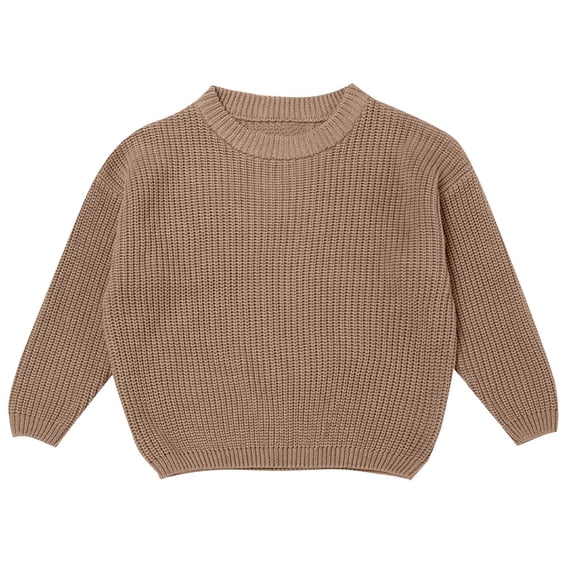 XIMIN Toddler Baby Girl Boy Knit Chunky Sweater Solid Color Blouse Pullover Sweatshirt Warm Crew Neck Long Sleeve Tops Fall Winter Warm Clothes