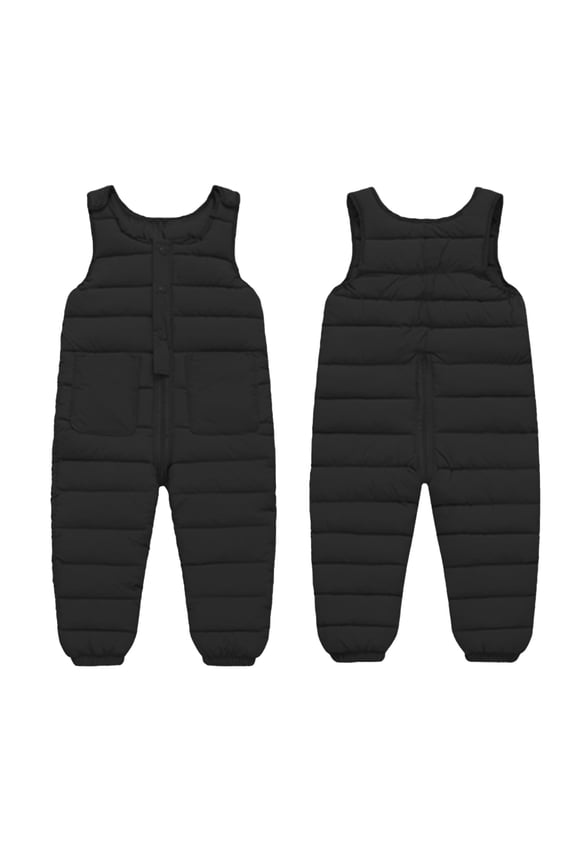 Toddler Baby Puffer Snow Pants, Fleece Lined Winter Warm Overalls, Zip Up Quilted Down Jumpsuit Snowsuit