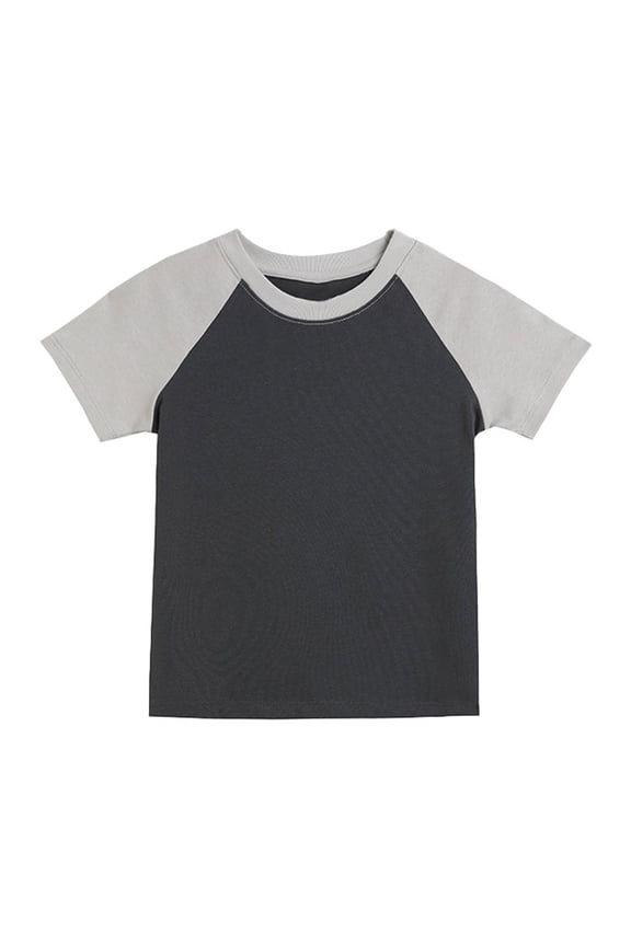 Toddler Baby Raglan Shirt Baseball Tee Cotton T-Shirt for Girls Boys Short or Long Sleeve Solid Color Top