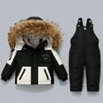 thumbnail image 1 of XIMIN Toddler Baby Ski Suit Set Boys Girls 2-Piece Snowsuit Hooded Snow Suit Padded Down Coat Ski Pants Fleece Ski Outfit Windproof Waterproof Puffer Ski Clothes, 1 of 6