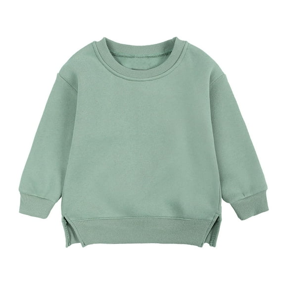 XIMIN Toddler Boy Girl Long Sleeve Fleece Pullover Sweatshirt Sweater Outfits Solid Color Crewneck Blouse Baby Shirt Tops Warm Fall Winter Casual Clothes