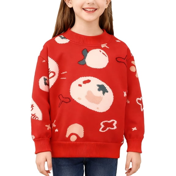 XIMIN Toddler Boy Girl Xmas Reindeer Elk Snowman Cartoon Sweatshirts Christmas Clothes Long Sleeve Crewneck Sweater Kids Knitted Pullover Tops