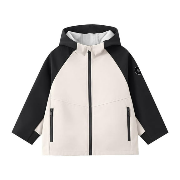 XIMIN Toddler Boys Color Blocked Soft Windbreaker Insulated Jackets Patchwork Lightweight Zip Hoodie Outerwear Fall Winter Windproof Hooded Coat
