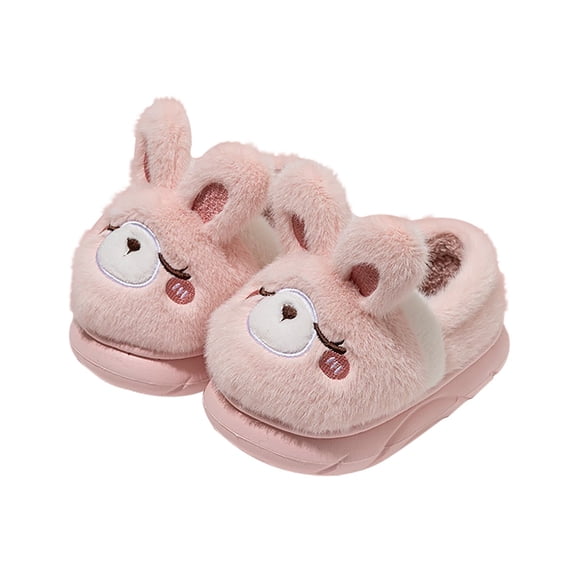 XIMIN Toddler Boys Girls Cute Slippers Panda Fluffy Fuzzy Slippers Non-Skid Cartoon Shoes Animal Plush Indoor House Slip-on Shoes Winter Warm House Slipper