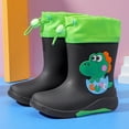 thumbnail image 1 of XIMIN Toddler Boys Girls Dinosaur Rain Boots with Elastic Cuff Ankle and Non-Slip Sole Waterproof Easy-On Rubber Boots Adjustable Outdoor Playing Rainboots, 1 of 5