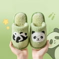 thumbnail image 1 of XIMIN Toddler Boys Girls Panda Embroidery Anti-Slip House Plush Slippers Cute Cotton Cartoon Slippers Bedroom Shoes for Kids Winter Indoor Shoes, 1 of 8