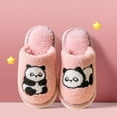 thumbnail image 1 of XIMIN Toddler Boys Girls Panda Embroidery Anti-Slip House Plush Slippers Cute Cotton Cartoon Slippers Bedroom Shoes for Kids Winter Indoor Shoes, 1 of 6