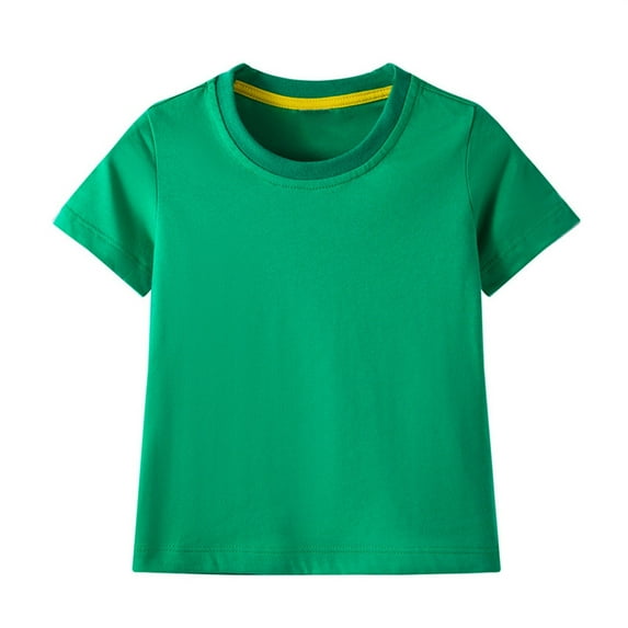 XIMIN Toddler Boys Girls Plain Solid Color T-Shirts Crew Neck Short Sleeve Casual Tops Kids Summer Cotton Tees Casual Shirts Basic Blouse (18-24 Months, Green)