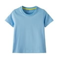 thumbnail image 1 of XIMIN Toddler Boys Girls Plain Solid Color T-Shirts Crew Neck Short Sleeve Casual Tops Kids Summer Cotton Tees Casual Shirts Basic Blouse (6-12 Months, Light Blue), 1 of 7