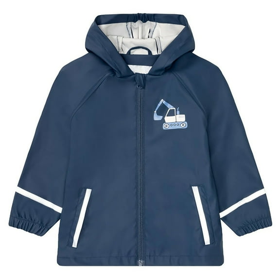 XIMIN Toddler Boys Girls Rainproof Jacket Zip Reflective Stripe Trendy Rain Hooded Cartoon Printed Rainproof Jacket Zip Reflective Stripe Rain Coat with Pockets