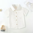 thumbnail image 1 of XIMIN Toddler Boys' Short Sleeve Dress Shirts Cotton Oxford Classical Shirts Summer Casual Button Down Shirts for Little Boy Outwear (2-3 Years, White), 1 of 8