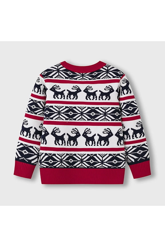 Toddler Christmas Sweater Boys Girls Xmas Sweaters Holiday Reindeer Tacky Pullover Crewneck Long Sleeve Knit Pullover Tops Knit Gift Kids Party Shirt
