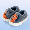 thumbnail image 1 of XIMIN Toddler Dinosaur House Slippers Kids Boys Girls Cute Fluffy Slip On Non-slip Lightweight Shoes Winter Warm Indoor Home Slippers Cozy Bedroom Shoes, 1 of 6