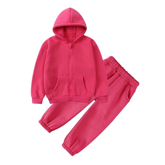 XIMIN Toddler Fleece Sweatsuits Outfits 2PC Thicken Hooded Zipper Jacket Long Sleeve Sweatshirt and Jogging Pants Sweatpants Pocket Thermal Clothes Sets