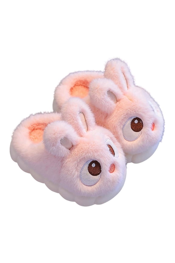 Toddler Fuzzy Cartoon Rabbit Round Toe Slippers Bunny Ear Memory Foam Warm Shoes Baby Infant Boys Girls Indoor Ankle Comfy Cotton Home Slippers