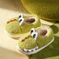 thumbnail image 1 of XIMIN Toddler Fuzzy Cute Animal Dinosaur Slippers Cute Soft Fleece Sherpa Cartoon Non Slip Indoor House Bedroom Shoes Kids Fall Winter Warm Slipper, 1 of 8