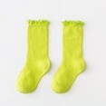 thumbnail image 1 of XIMIN Toddler Girls Mid Thigh Socks Solid Color Mesh Soft Breathable Comfortable Combed Cotton Ruffle Cute Socks Spring and Summer (6-8 Years, Green), 1 of 6
