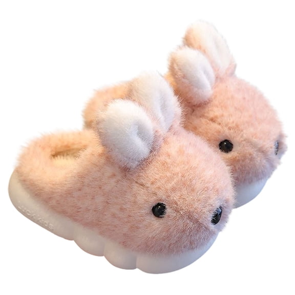 XIMIN Toddler Girls Rabbit Slippers Cute Soft Fuzzy Non-slip Kids Slippers Boys Girls Fluffy Cartoon Design Home Slippers Winter Warm Indoor Cute Bunny Shoes