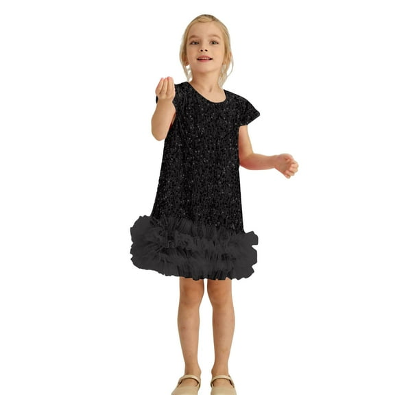 XIMIN Toddler Girls Sequin Party Dress Sparkly Gown Dresses Formal Birthday Special Occasion Fancy Pageant Dresses Kids A-Line Formal Birthday Dress