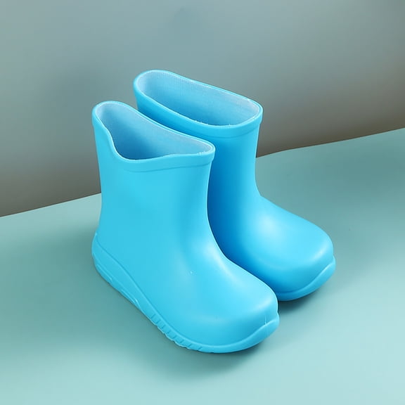 XIMIN Toddler Kids Girls Low Heel Slip-On Ankle Round Toe Solid Color Rain Boots Outdoor Wear-Resistant Non-Slip Waterproof Fashion Shoes