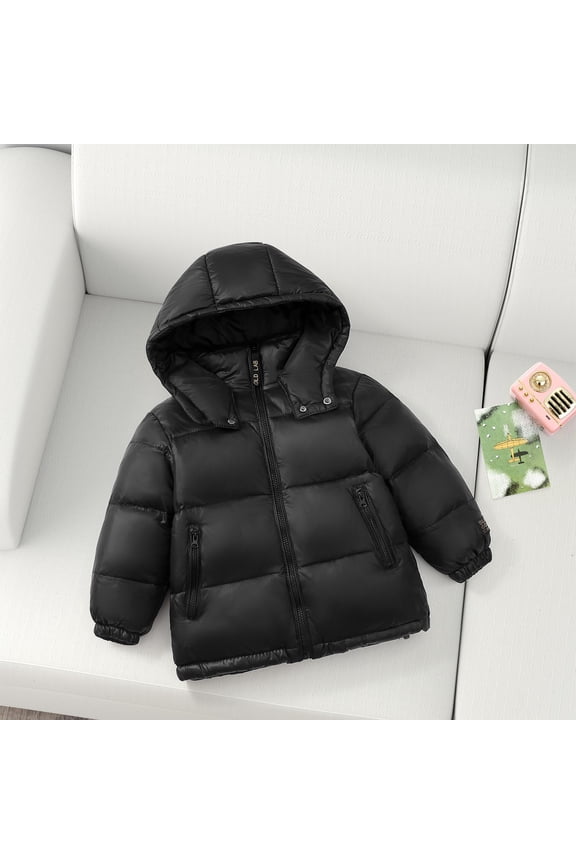 Toddler Packable Bubble Coat Down Cotton Coats Lightweight Puffer Jackets Winter Snow Ski Hooded Coats Kids Zipper Pockets Quilted Insulated Down Outwear