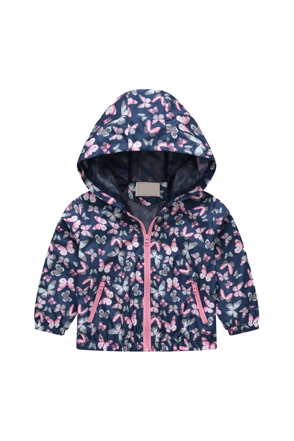 Toddler Puffer Jacket Toddler Boys Girls Sunscreen Jackets Printing Cartoon Hooded Outerwear Zipper Coats Children's Printed Jacket