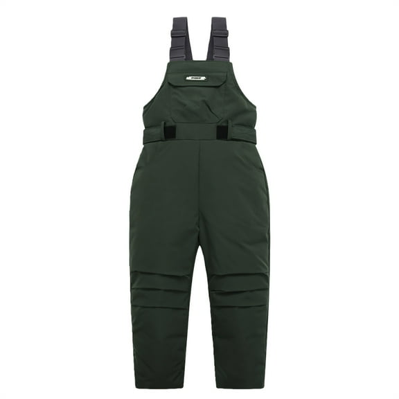XIMIN Toddler Snow Overalls Winter Slim Insulated Fleece Lined Overalls Ski Pants Baby Waistband Pockets Winter Warm Trousers Waterproof Spaghetti Straps Down Bibs Jumpsuit