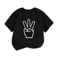 thumbnail image 1 of XIMIN Toddler Three Finger 3 Years Old Toddler Boys Birthday Shirt Cute Graphic Tee Short Sleeve Round Neck Retro Unisex T-Shirt (2-4 Years, Black), 1 of 4