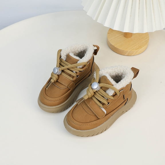XIMIN Toddler Winter Warm Snow Boots Boys Girls Cold Weather Baby Soft Faux Fur Outdoor Non-Slip Walking Climbing Sneakers Shoes
