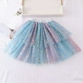 thumbnail image 1 of XIMIN Toddlers Girls Layered Rainbow Sparkle Tulle Tutu Skirt Princess Sequin Skirt with Sequins Stars Moon Sun Dance Dress Ruffle Tiered Clubwear (4-5 Years, Light Blue), 1 of 3