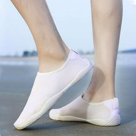 XIMIN Unisex Water Shoes with Reinforced Toe Cap Barefoot Quick Dry Aqua Socks Lightweight Outdoor Sports Hiking Surf Yoga Exercise Footwear Beach Swim Pool Shoes (36, White)