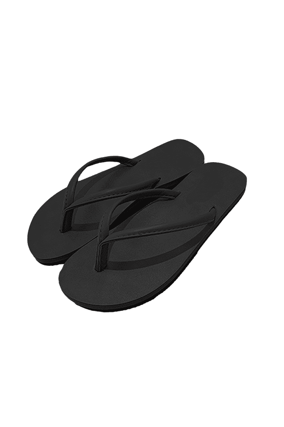 Vegan Leather Flip Flops for Women Footwear - Memory Foam Flats Sandals for Women 2025 - Lightweight Sandals Summer Beach Essentials Slides (6.5, Black)