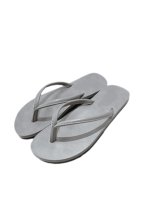 Vegan Leather Flip Flops for Women Footwear - Memory Foam Flats Sandals for Women 2025 - Lightweight Sandals Summer Beach Essentials Slides (6.5, Grey)