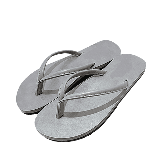XIMIN Vegan Leather Flip Flops for Women Footwear - Memory Foam Flats Sandals for Women 2025 - Lightweight Sandals Summer Beach Essentials Slides (8, Grey)