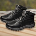 thumbnail image 1 of XIMIN Vintage Leather Ankle Boots for Men Waterproof Snow Hiking Boots Proof Insulated Non Slip Boots Thickened Warm Fleece Hiking Boot with Support (9, BK1), 1 of 5