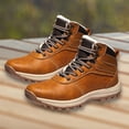 thumbnail image 1 of XIMIN Vintage Leather Ankle Boots for Men Waterproof Snow Hiking Boots Proof Insulated Non Slip Boots Thickened Warm Fleece Hiking Boot with Support (9, BW1), 1 of 5