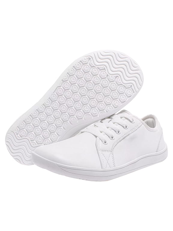 Walking Sandals for Ladies Womens Wide Minimalist Sneakers Barefoot Leather Casual Walking Shoes Drop Lace Up Lightweight Comfortable