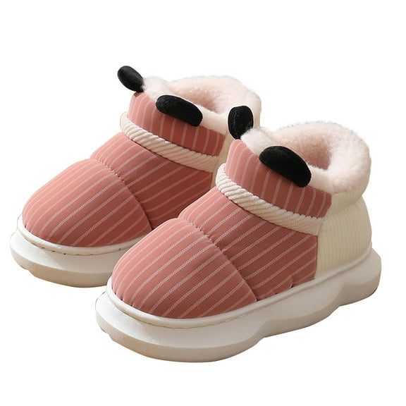XIMIN Winter Warm Slippers Slippers for Girls Cartoon Animal Slippers Toddler Warm Plush House Shoes Kids Home Slippers Slip on Shoes