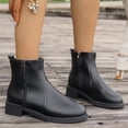thumbnail image 1 of XIMIN Women Ankle Boots Genuine Leather Low Heel Dress Chelsea Boots with Side Zipper Pointed Toe Block Heel Casual Concise Casual Waterproof Boots Outdoor Warm Boots, 1 of 8