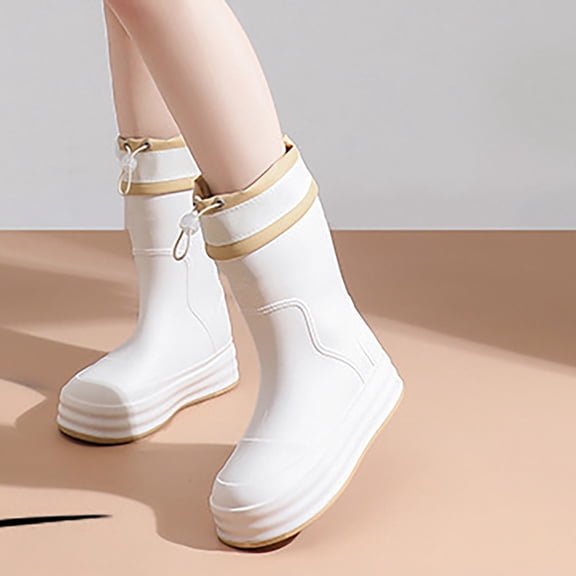 XIMIN Women Anti Slip Lightweight Soft Rubber Shoes Casual Rain Shoes Work Booties Platform Rain Boots Outdoor Fishing Thick Sole Waterproof Shoes