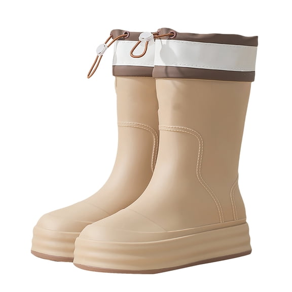 XIMIN Women Anti Slip Lightweight Soft Rubber Shoes Casual Rain Shoes Work Booties Platform Rain Boots Outdoor Fishing Thick Sole Waterproof Shoes