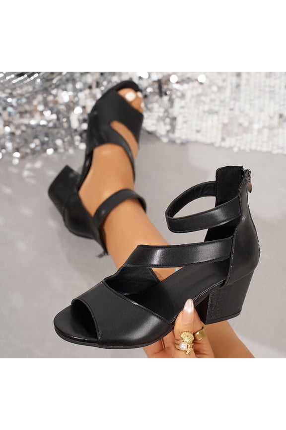 Women Block Heel Sandals Modern Fashion Peep Toe Heeled Ankle Booties Summer Dress Shoes Casual Holiday Vacation Ballroom Dance Shoes Wedding Party Practice Performance Shoes
