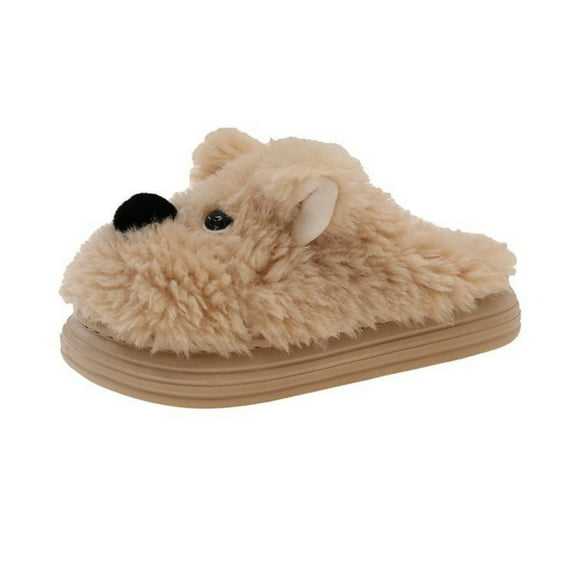 XIMIN Women Cute Fuzzy Plush Animal Dog Slippers Cozy Non-Slip House Shoes Winter Adult Washable Anti-Slip Indoor Outdoor Slippers