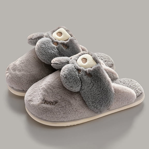 XIMIN Women Cute Fuzzy Rabbit Slippers Long Ear Bunny Animal Fluffy Plush Slippers Indoor Home Slippers Winter Warm Wear Home Cozy Furry Soft Stuff Shoes