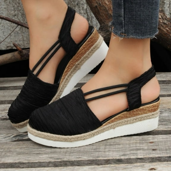 XIMIN Women Espadrilles Platform Wedges Slingback Slip on Close Toe Orthopedic Sandals Summer Dressy Slip On Dress Shoes Comfortable Wide Width Beach Slides
