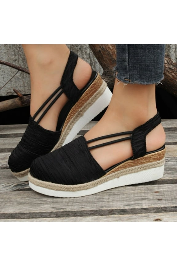 Women Espadrilles Platform Wedges Slingback Slip on Close Toe Orthopedic Sandals Summer Dressy Slip On Dress Shoes Comfortable Wide Width Beach Slides