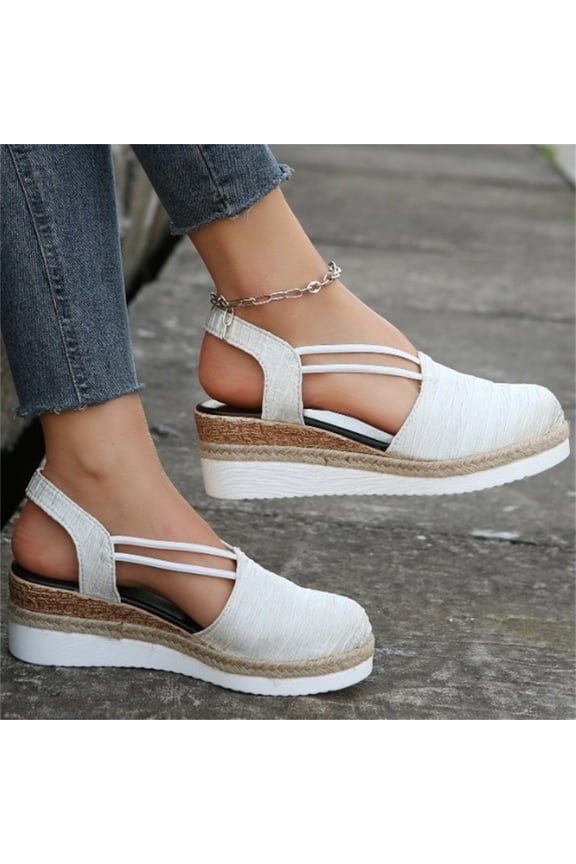 Women Espadrilles Platform Wedges Slingback Slip on Close Toe Orthopedic Sandals Summer Dressy Slip On Dress Shoes Comfortable Wide Width Beach Slides