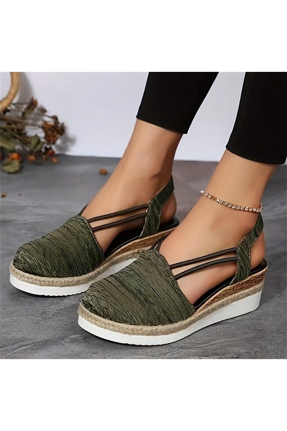 Women Espadrilles Platform Wedges Slingback Slip on Close Toe Orthopedic Sandals Summer Dressy Slip On Dress Shoes Comfortable Wide Width Beach Slides