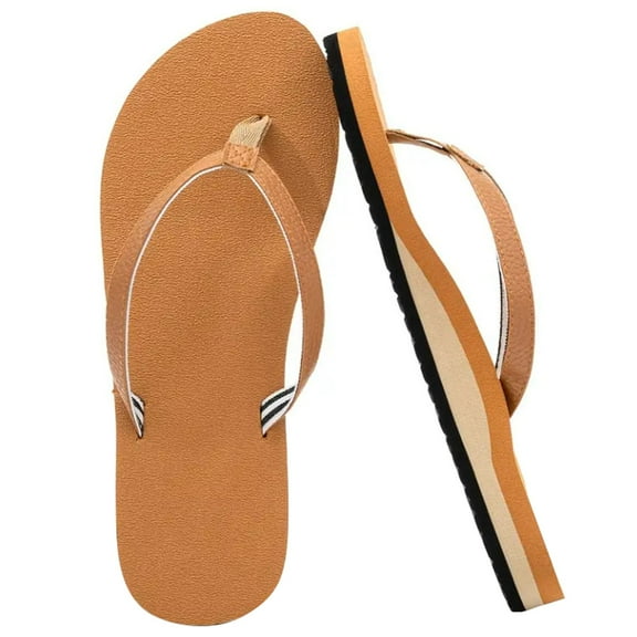 XIMIN Women Flip Flops with Arch Support Yoga Mat Comfortable Casual Style Summer Beach Walking Thong Cushion Sandals Slip On Indoor Outdoor (9.5, Brown)